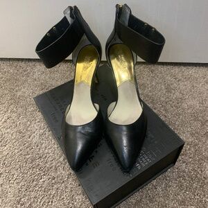 Michael Kors women's black pointed-toe ankle-strap high heels
